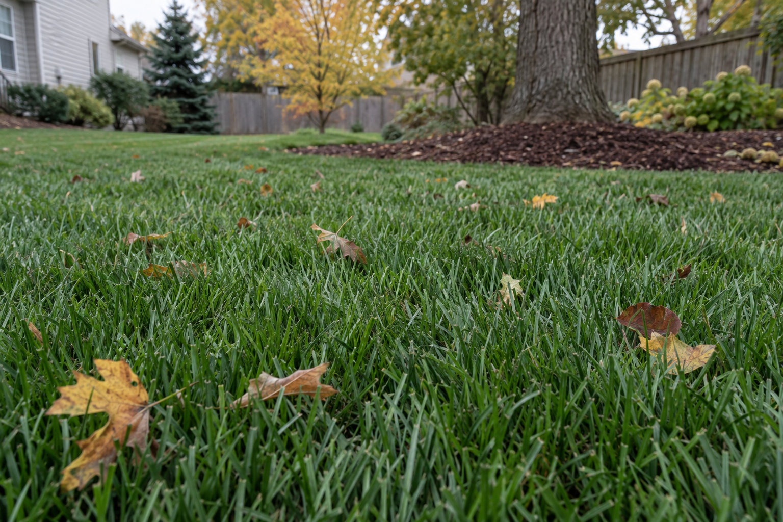 fescue lawn after a fall feeding